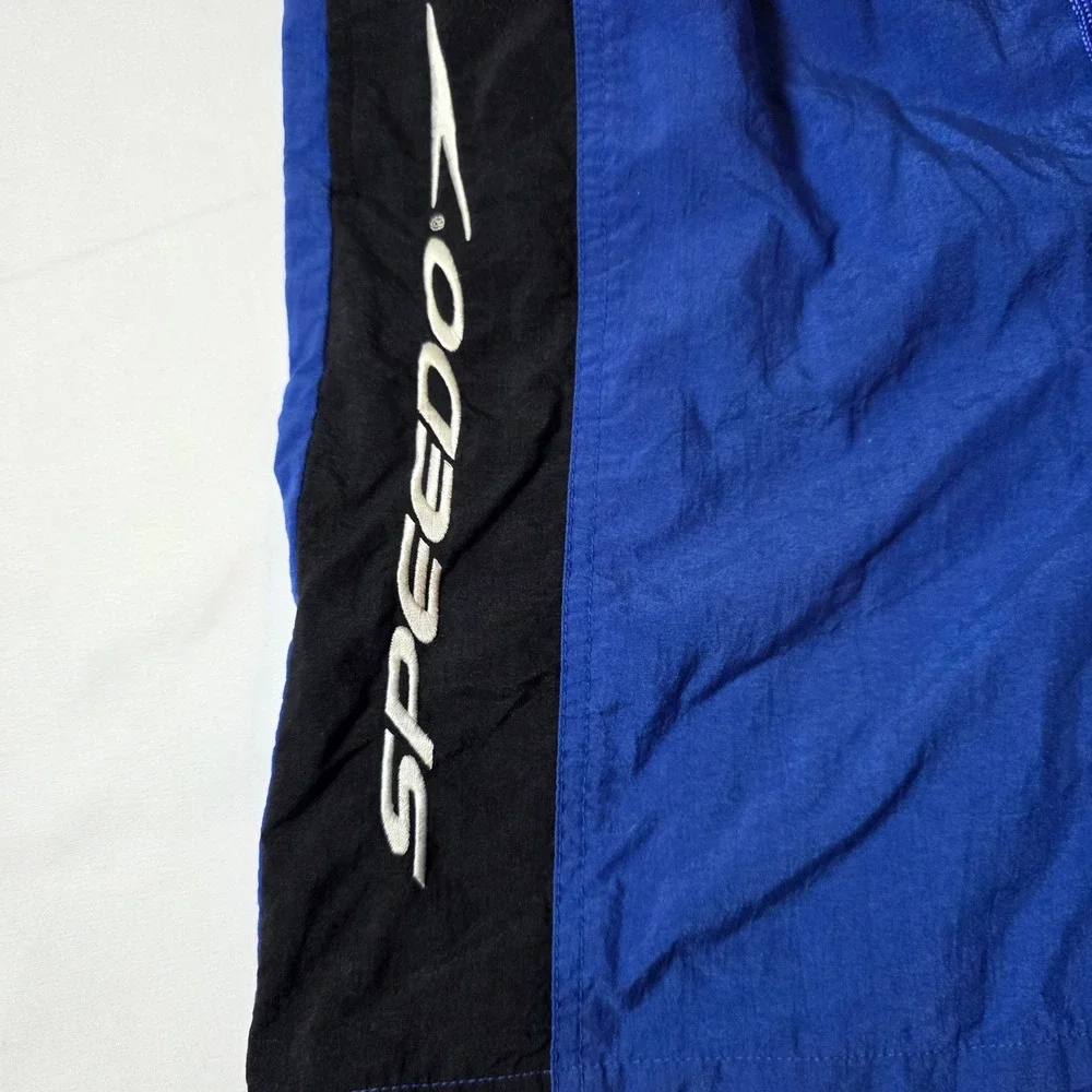 Speedo Kids‎ Blue Black Colorblock Swim Trunks Shorts Vintage L 14-16 RN54934